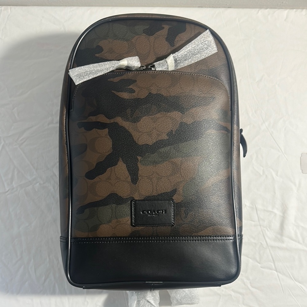 Coach Men's Camouflage Backpack - Black and Brown